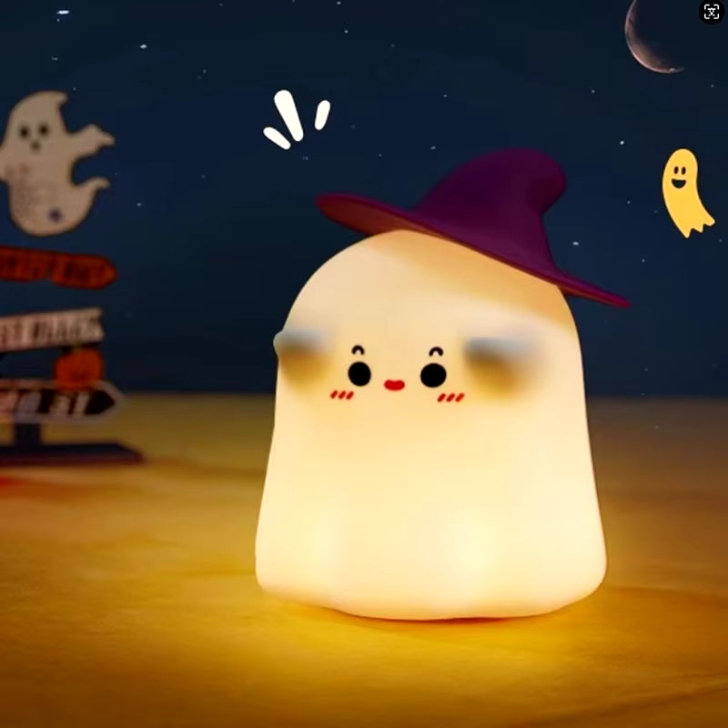 Funny Silicone Ghost Night Light Dimmable Rechargeable Touch Lamp for Kids Room Halloween Table Decor